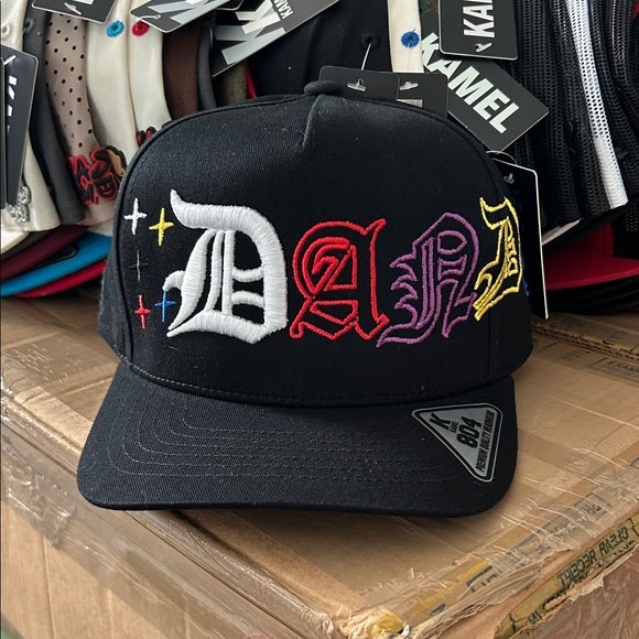 Black Dad Hat with Colorful Embroidery - Picture 1 of 3